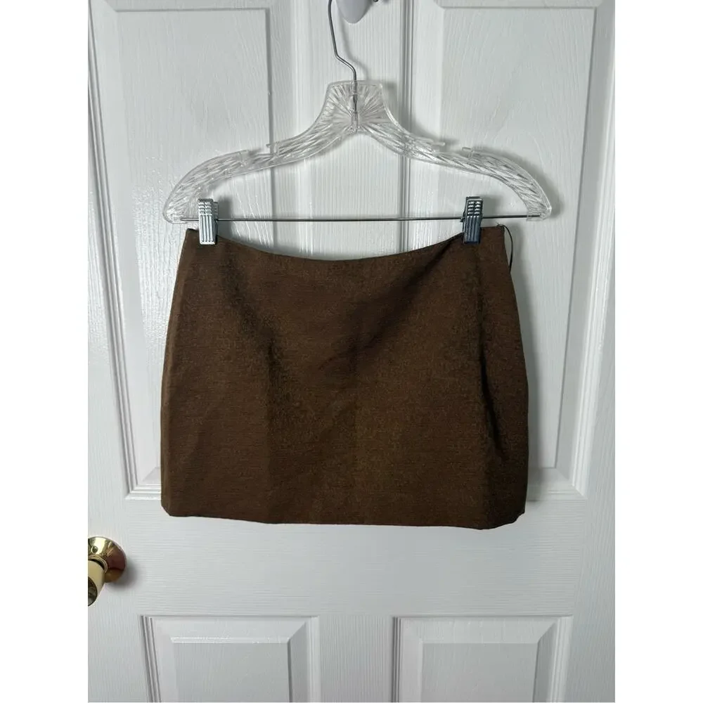 Reformation Chloe Mini Skirt in Chestnut Brown 2 - Picture 2 of 6
